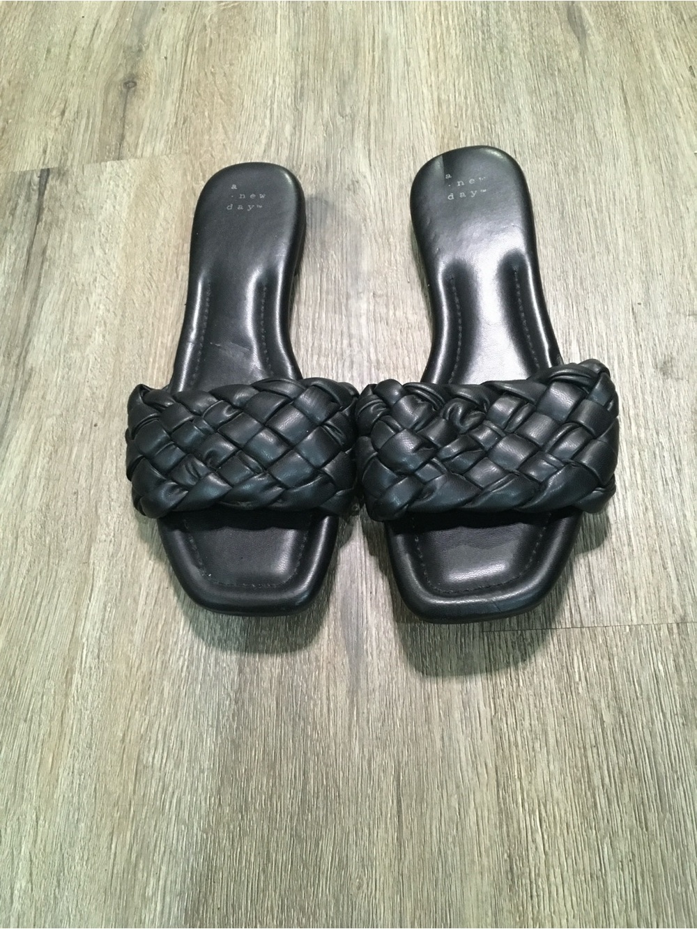 a new day Black Braided Slip-On Sandals